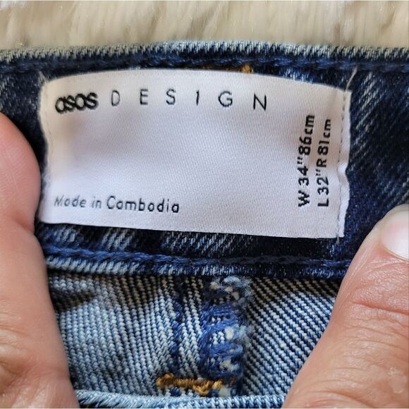 Asos design cropped jeans sz 34 - Picture 4 of 9